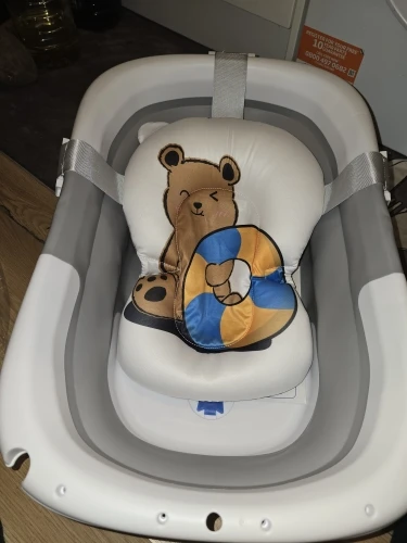 Baby Bathtub Real-Time Temperature Display Bathroom Basket Tub Non-Slip Foldable Folding Bathtub with Cushion Support for Shower photo review