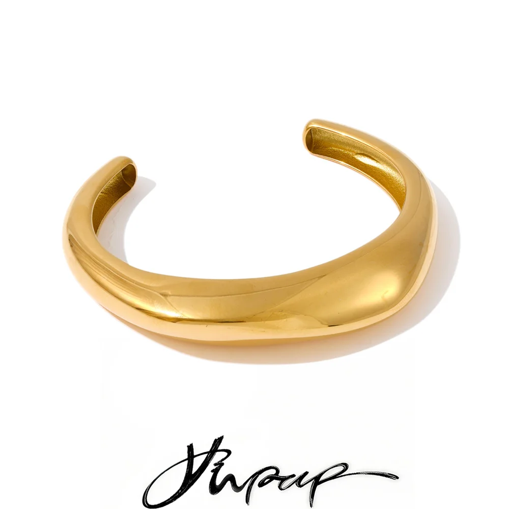 Yhpup Cuff Bracelet 63mm High Quality Stainless Steel Texture