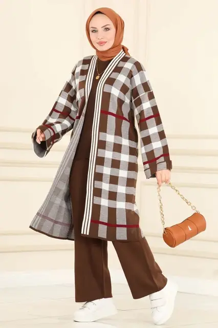 A women's Plaid Triple Knitwear Set: cap, blouse and trousers. Islamic  fashion clothes Made in Turkey. - AliExpress