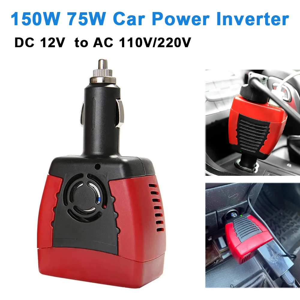 차량용 전원 인버터, 휴대용 자동 전압 변환기 어댑터, 차량용 USB 충전기 인버터, 12V DC에서 110V 220V AC, 150W, 75W