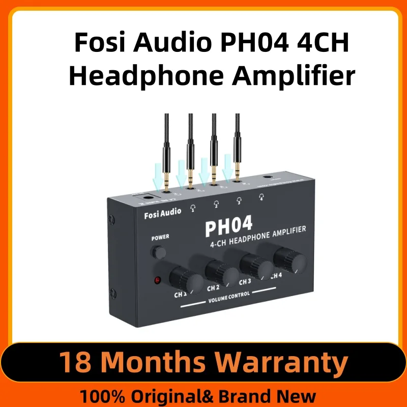Fosi Audio PH04 Amplificatore Cuffie 4 Canali - Portatile Per Studio E Palco