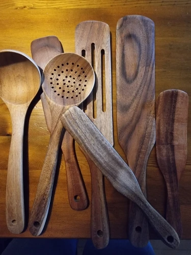 7 teile/satz Teak Natürliche Holz Geschirr Löffel Schöpfkelle Turner Reis Sieb Suppe Skimmer Kochen Löffel Scoop Küche Wiederverwendbare Tool Kit photo review