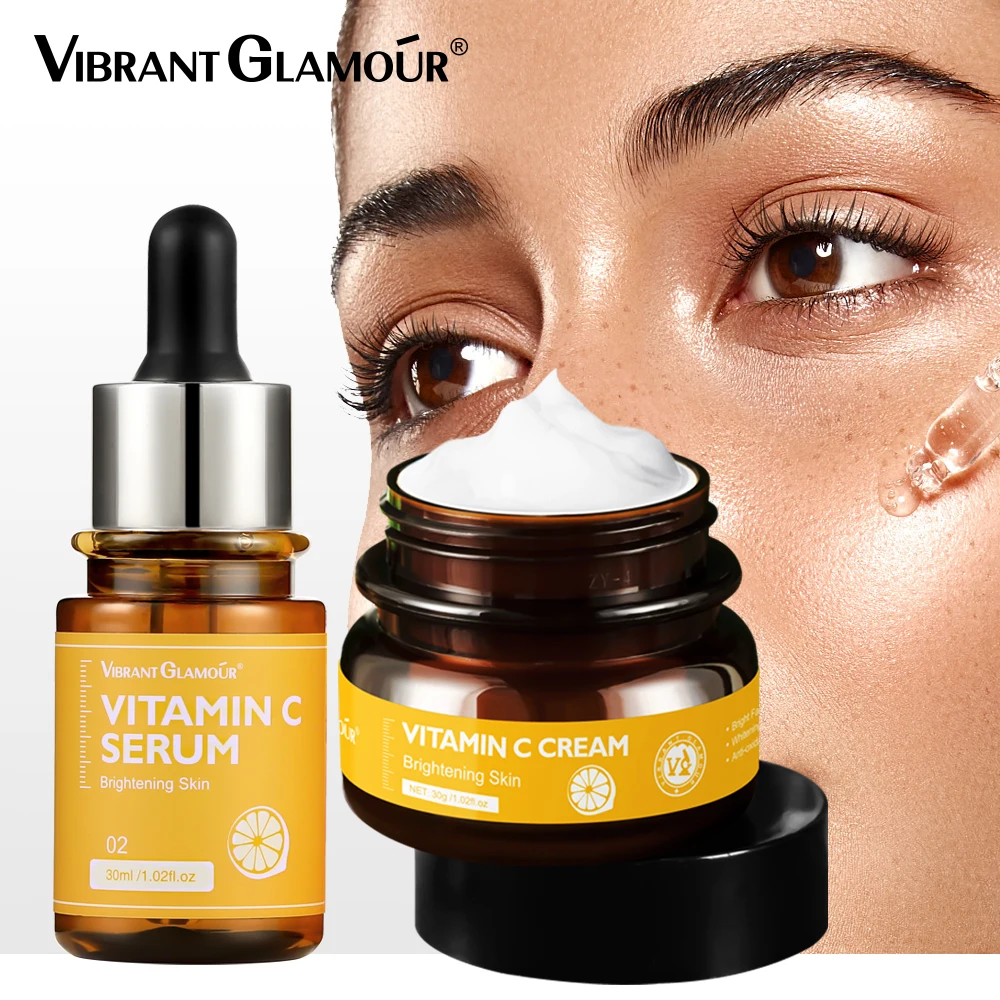 Vibrant Glamour Vitamin C Whitening Face Serum Moisturizing Cream Brighten Anti Aging Repair
