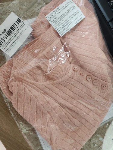 Knitted Women Sweater Button O-neck Pullovers Spring Autumn Basic Sweaters for Female Pullover Slim Solid Bold Stripes Tops photo review