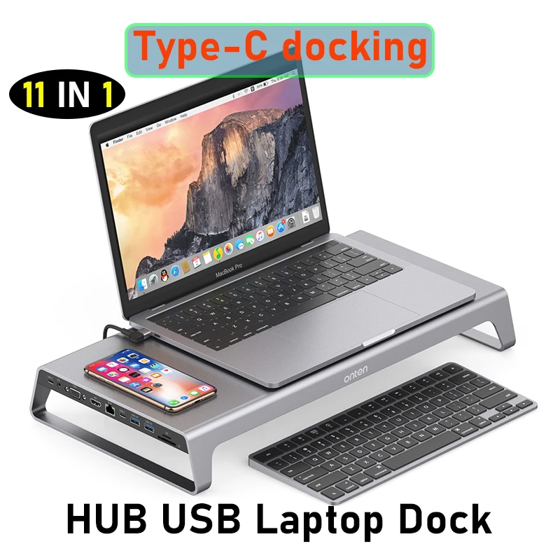 Desk Hub Usb-C Docking Station Ricarica Induttiva Wireless Per Samsung Apple Iphone Macbook Pro Air Mac Imac Accessori Per Laptop