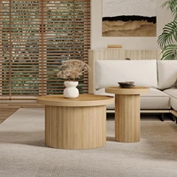 Anajqaqia Lot de 2 tables basses 66*66*40+40*40*46 cm, table ronde double, table d'appoint, table de salon multifonctionnelle 3