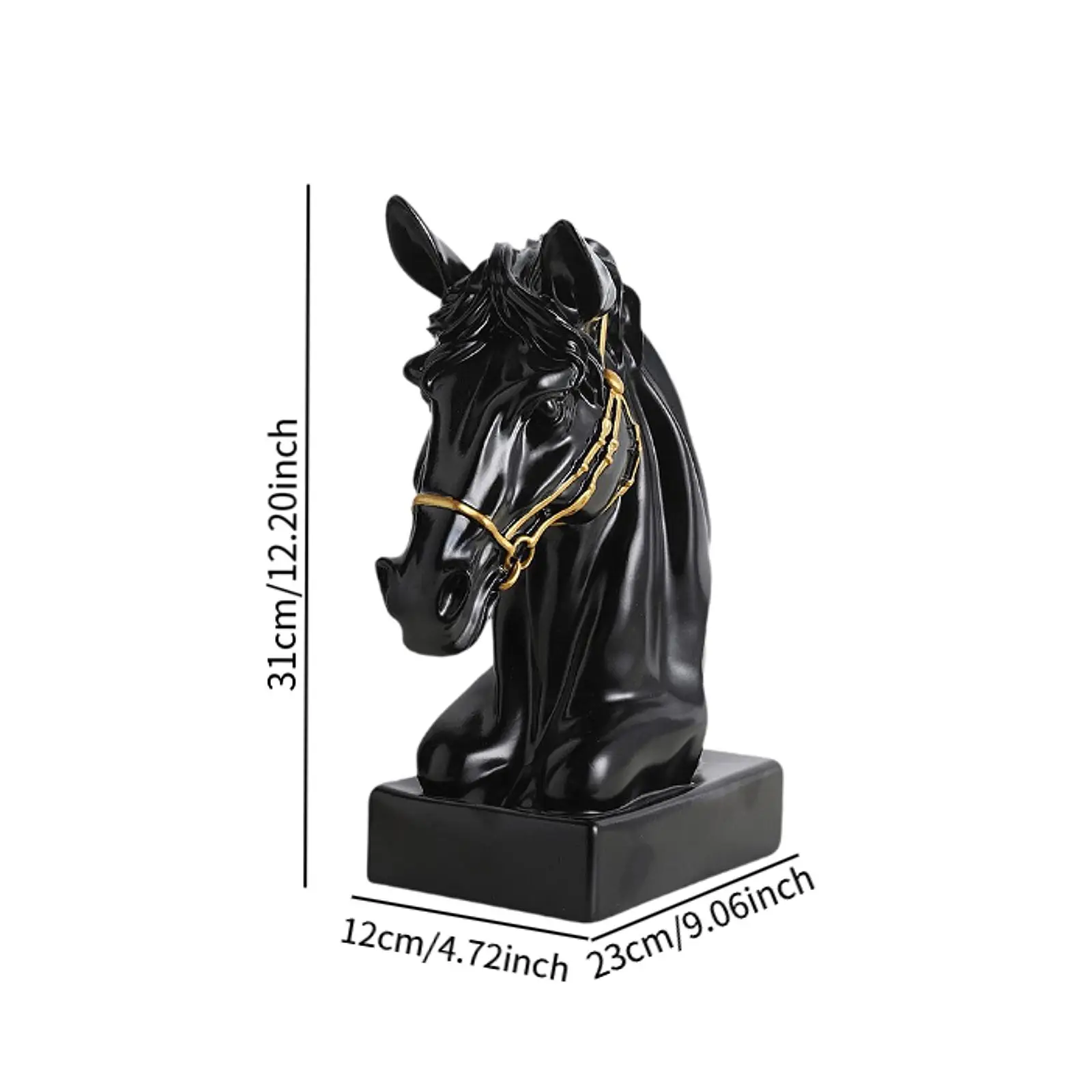 Horse Head Statue Elegant Decorative for Equestrian Living Room Coffee Table Black Head Decor Animal Collectible for Tabletop