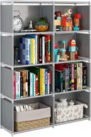 5-Tier Closet Storage Organizer with Fabric Cloth Back, Double Row Modular Cubes Bookshelf, Ideal for Living Room, Study Room 1