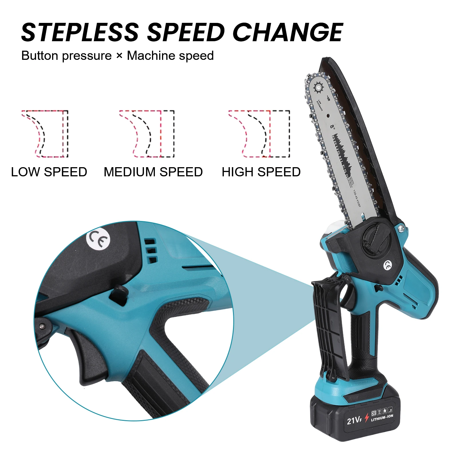 1000W/650W/550W Kabellose Kettensäge für Holzarbeiten mit Kleiner Handgeführter Elektrischer 8-Zoll/6-Zoll Holzfällersäge Mini Tragbare Elektrische Kettensäge – Detail 2