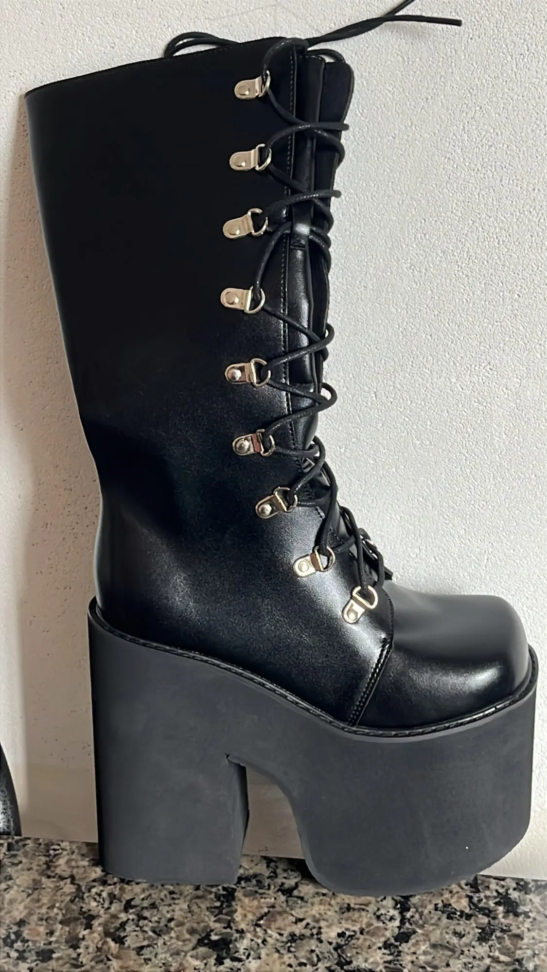 Abyss Lace-Up Stompers - Goth Platform Boots photo review