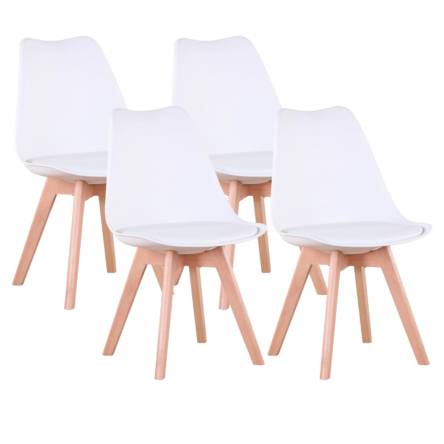 Set mit 4/6 Esszimmerstühlen aus der Mitte des Jahrhunderts, moderner Stil, Kunststoff, DAW-Schale, Esszimmerstuhl, Loungesessel mit Holzbeinen für die Küche