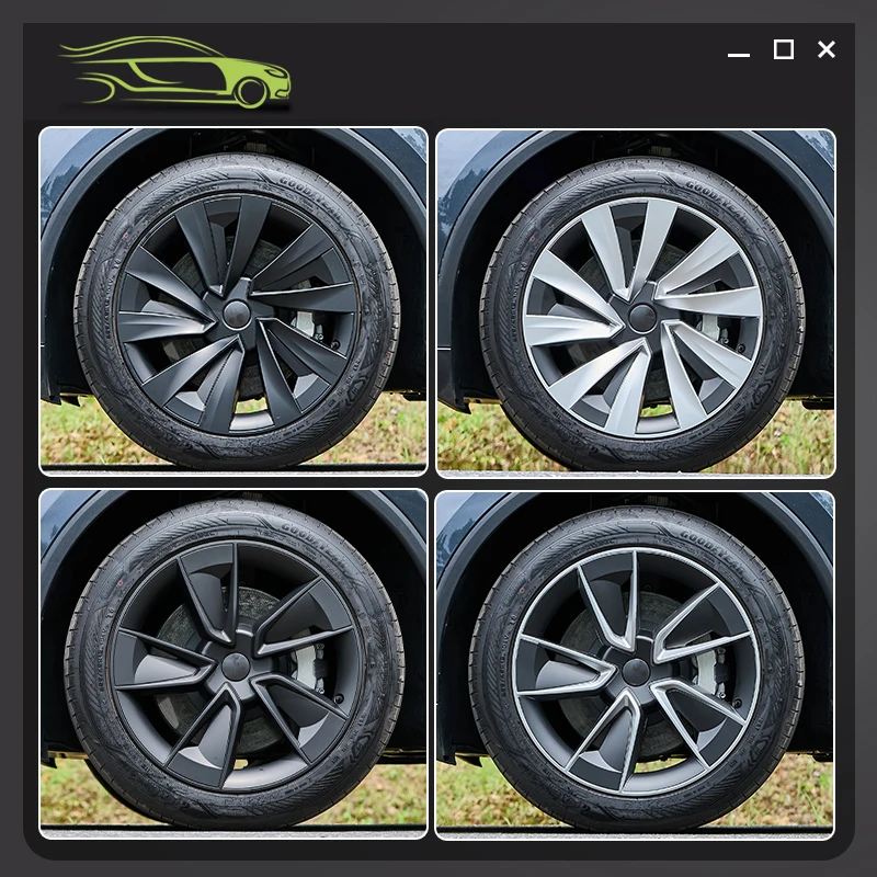 Wheel hub covers 4PCS for New Model Y Juniper 2025 19 Inch Turbine Style Hubcap Rim Cover Accessories for Tesla