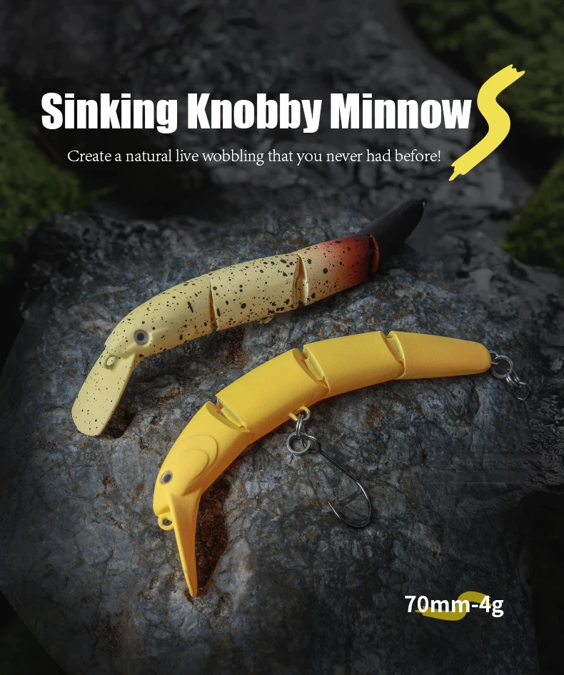 Leydun HYDRAM-S Gelenk-Angelköder 70mm 4g Sinkender Minnow Crank Wobbler Einzelhaken Forellen- und Bachköder für Süßwasser Künstlicher Köder – Detail 1