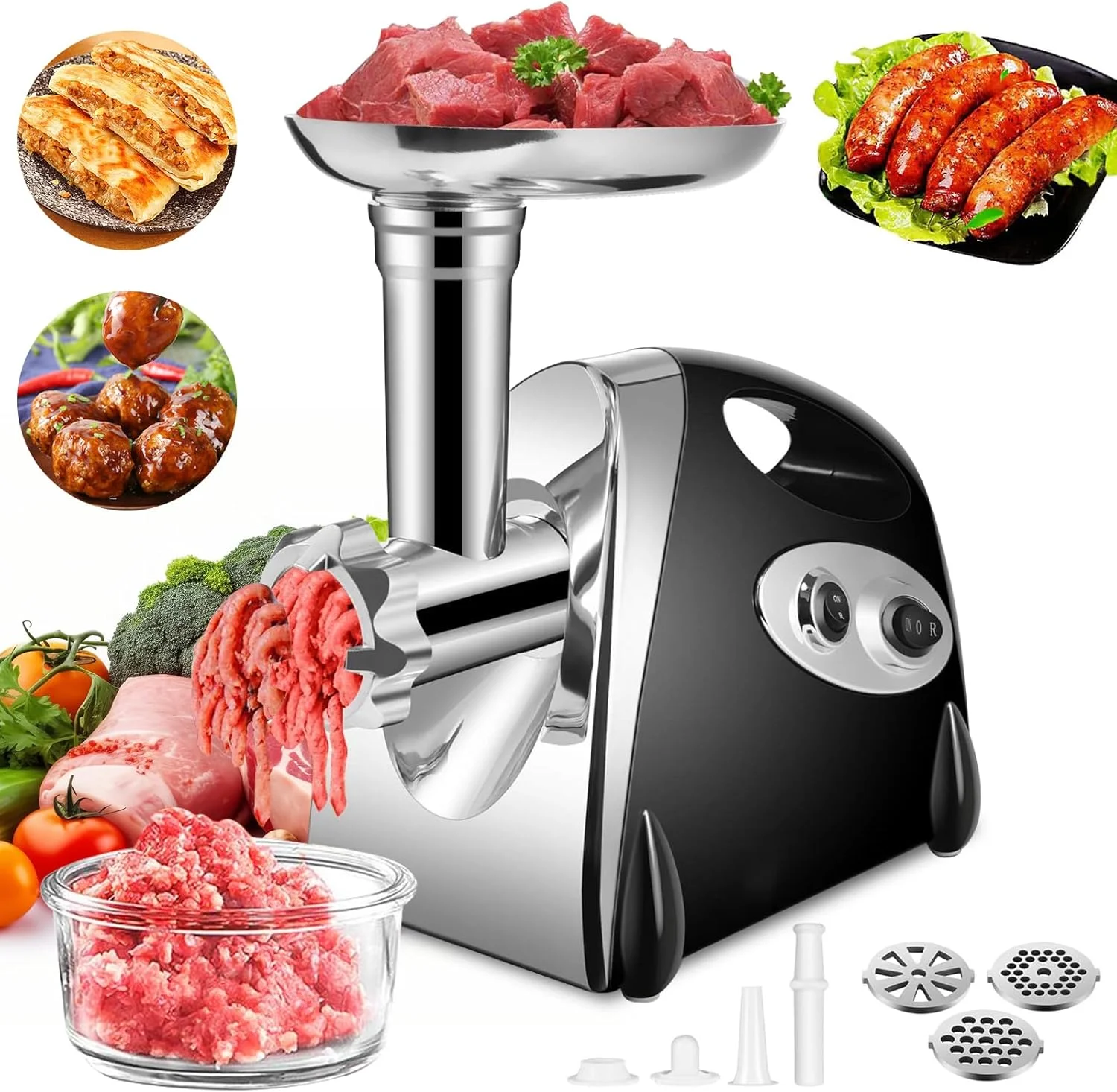 2800W Electric Meat Grinder Stainless Steel Multifunction Vegetable Sausage Processor Slicer Chopper Mincer Baby Food Processor