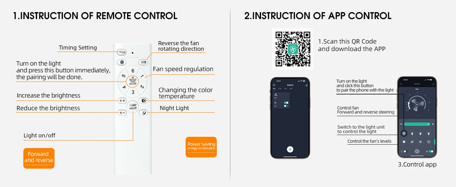 Description Picture 4 of itemSimple LED Ceiling Fan with Light Remote Control Infinite Dimming 6 Levels of Wind Speed Living Room Bedroom chandelier fan