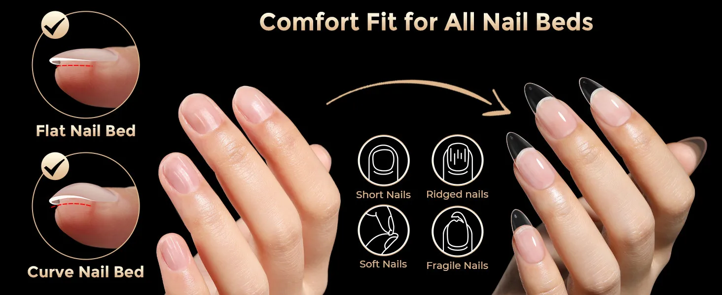 Makartt 500 stücke Sarg falsche Nagels pitzen klares Gel x Spitzen volle Abdeckung Acryl natürliche künstliche Nägel Ballerina Nägel drücken auf Nägel – Detail 6