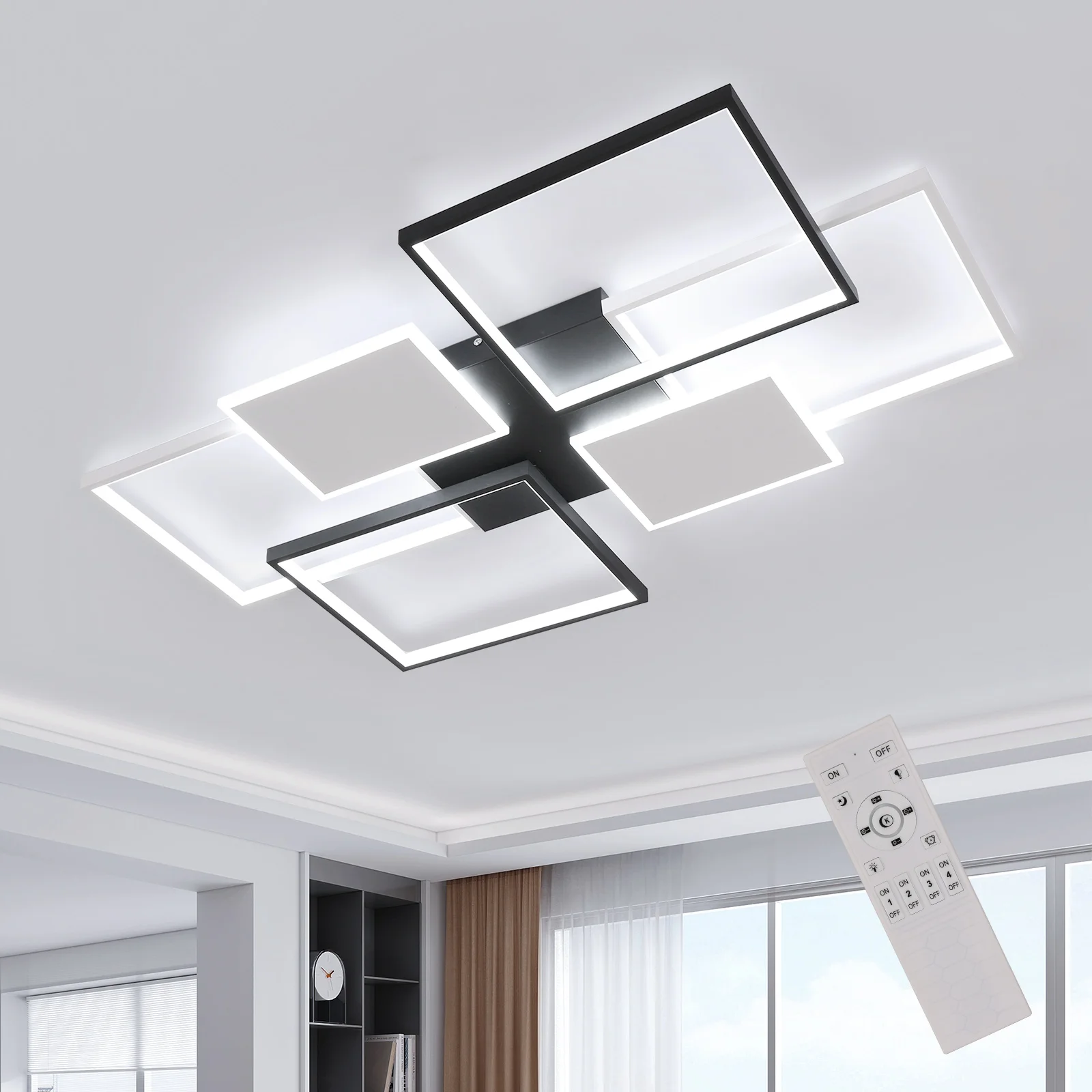LED Ceiling Light, 72W Modern Square Dimmable Ceiling Lamp with Remote Control for Living Room Dining Room Bedroom 1