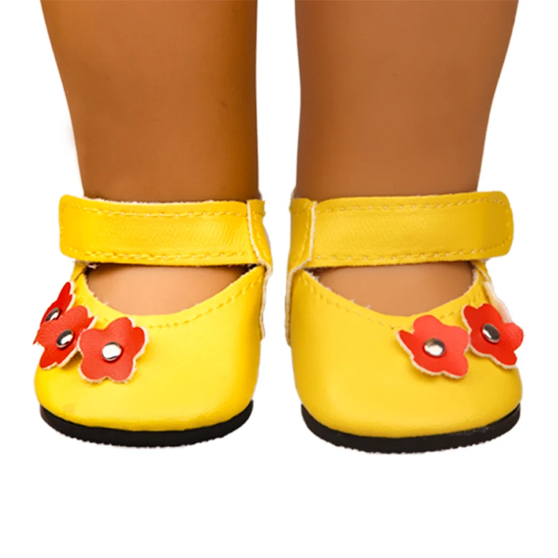 7cm Flower Doll Shoes High-quality Leather Mini Shoes For 18 Inch American&43cm Baby New Born,Our Generation Girl Doll Toy