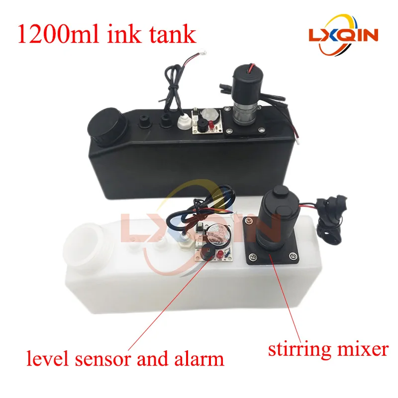 Lxqin uv Eco 1200ml Tanque de Tinta com Agitação Misturador Sensor Nível do Motor Alarme para Impressora Dtf Tinta Cartucho Branco Sub Massa Ciss