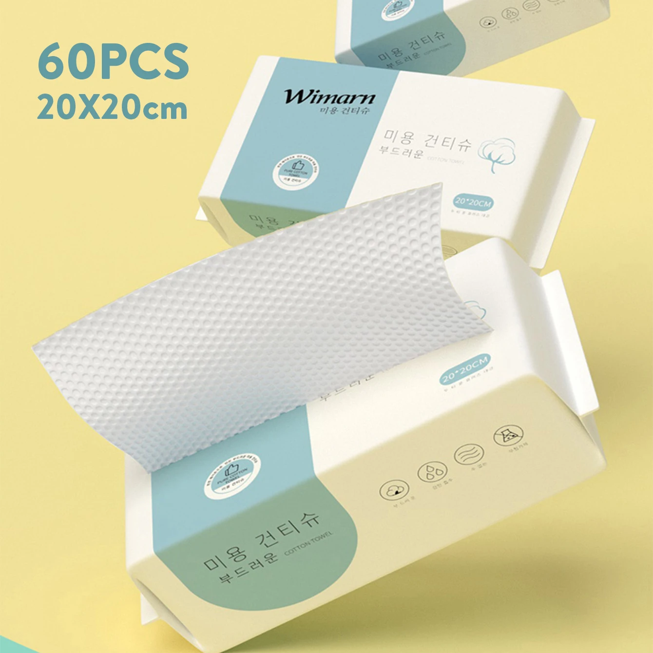 Disposable Soft Face Towel 60 Pcs Cotton Face Wipes