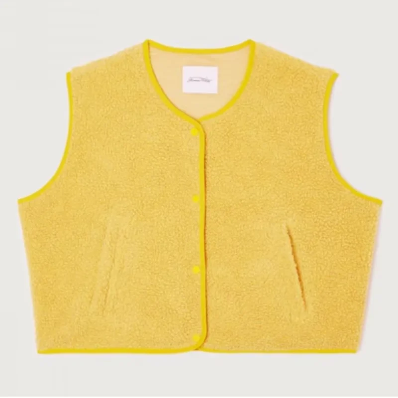 Women Jacket Lamb Single Breasted Vests Casual Pocket Sleeveless Solid Round Neck Button Up