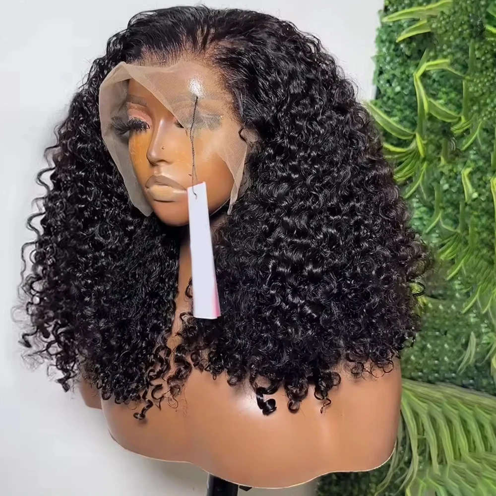 Curly Short Bob 13x4 Transparent Lace Frontal Human Hair Wigs Deep Wave 4x4 Lace Front Wig Closure Wig Brazilian Remy Hair