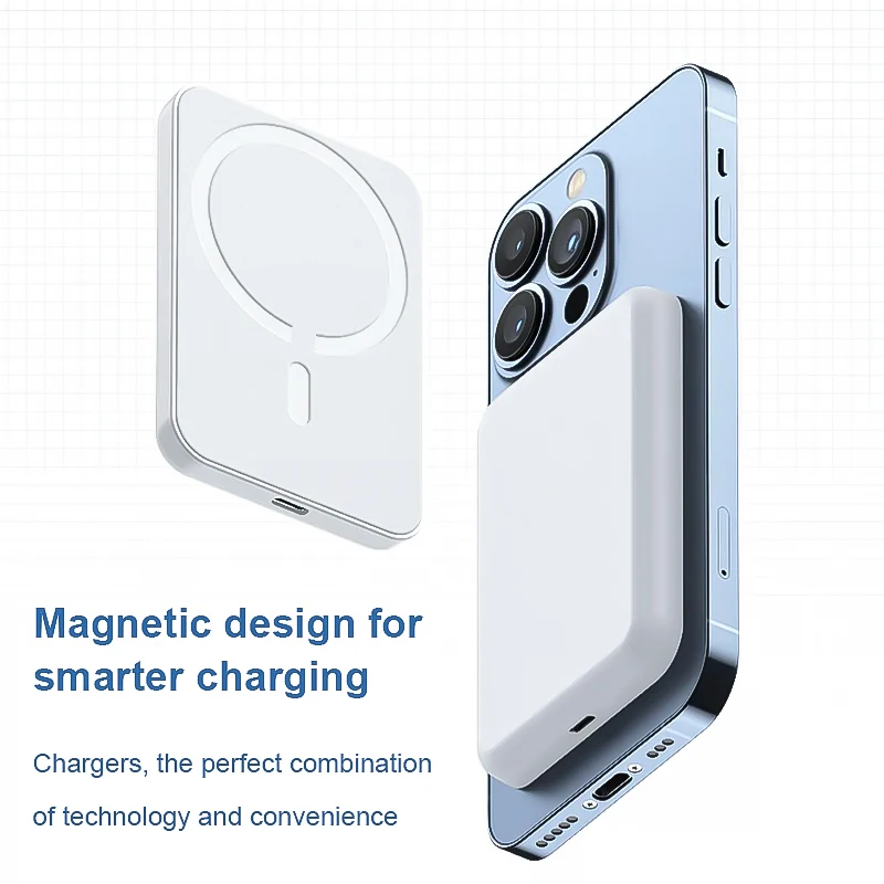 5000 Mah Wireless Magnetic Power Bank, 15 Watt Fast Charging Mobile Power Supply, Portable Magnetic Charger, Suitable for All Apple Devices Adsorption Is Recharged. Outdoor Emergency Power Supply 4