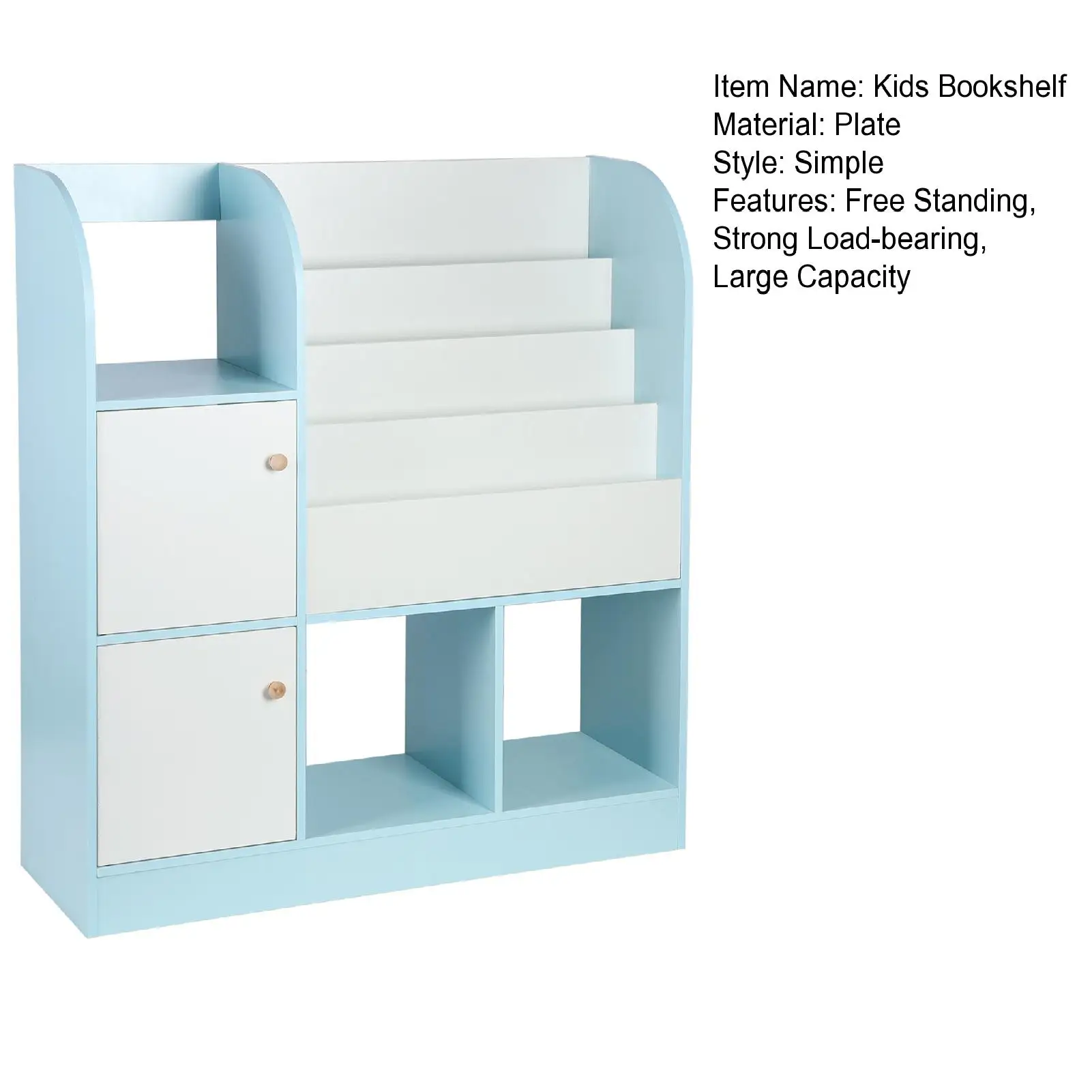 Children's Bookshelf Multifunction Bookcase with 4-Tiers Book Slots 2 Drawers Kids Bookcase Display Stand Toy Storage Organizer 6