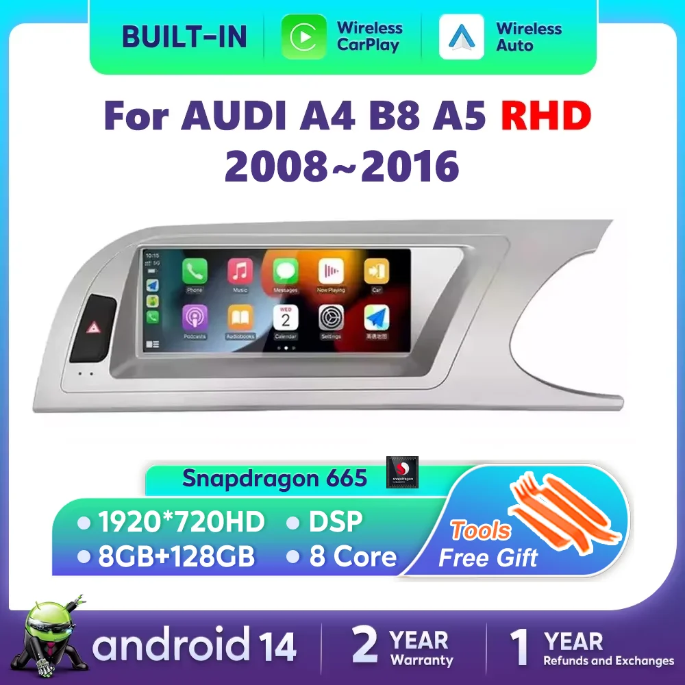 AUTORADIO 8,8& ANDROID 12 Carplay per Audi A4/A5/B8/S4/S5 GPS Navi WIFI BT 4+64G EUR 309,99
