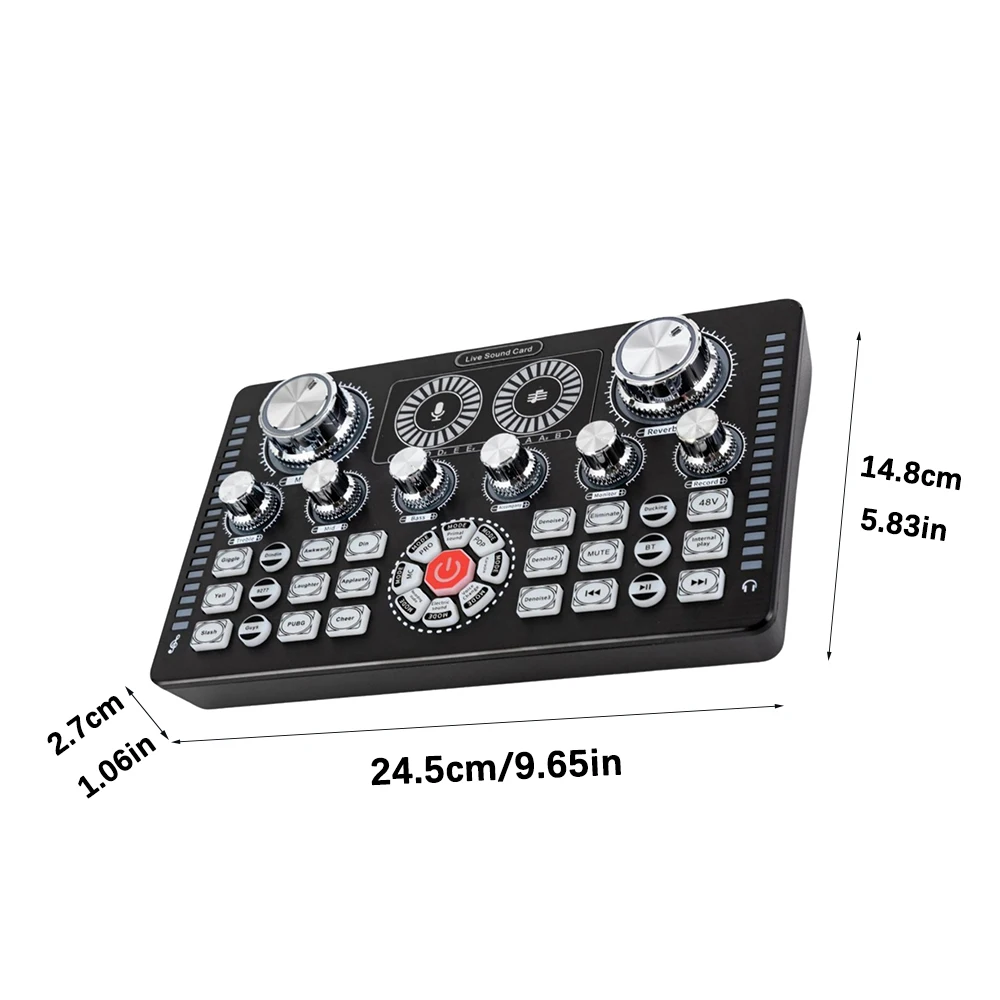 Q7 Sound Card Professional Sound Cards Audio Mixer 48V Phantom for Mobile Phone Computer Karaoke Broadcast KTV Singing Live