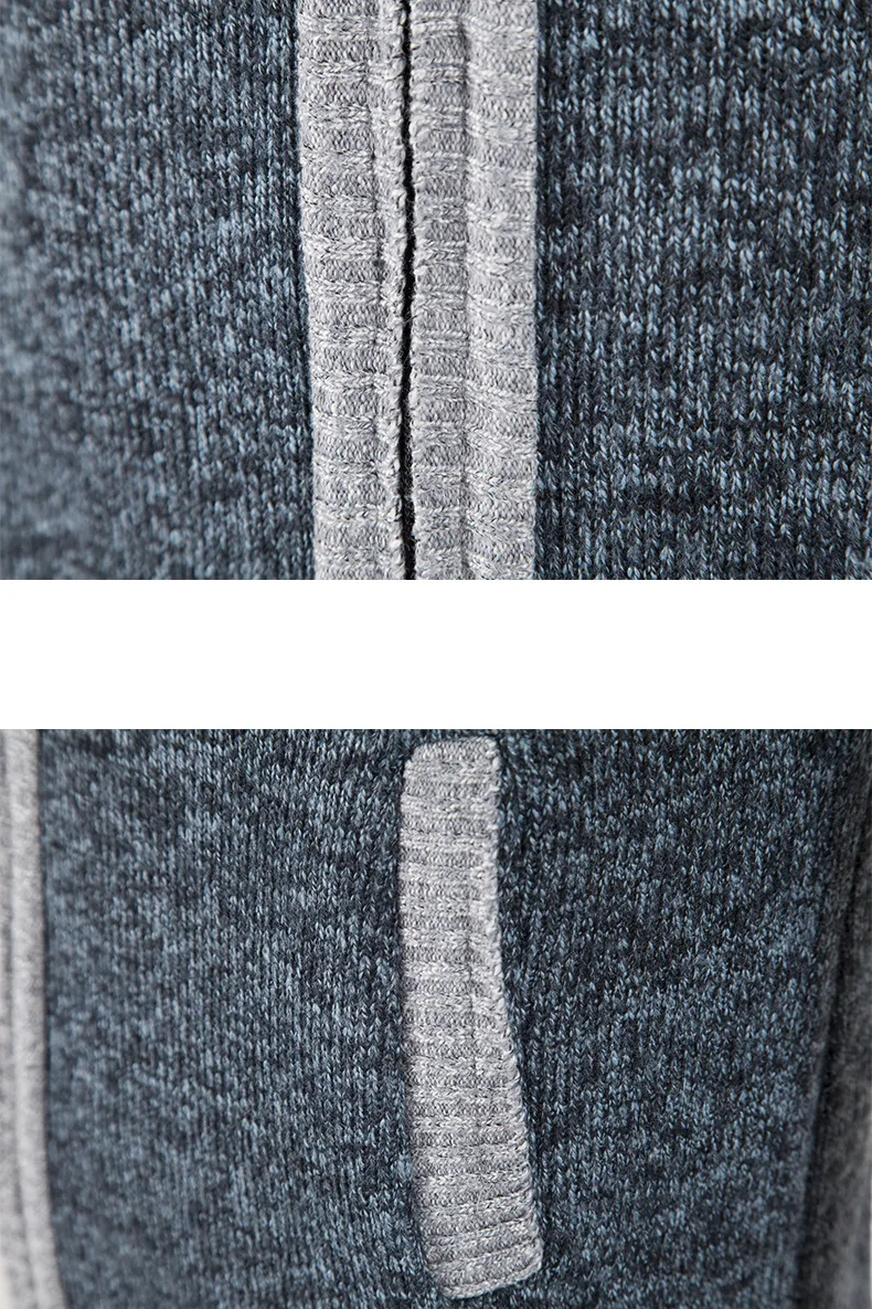 Men's Winter Sweater Fleece Zipper Cardigan Korean Autumn Thick Warm Blazer Coat Sports Male Jumper Knit Clothing Brown Jacket
