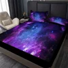 2/3pcs Vibrant Purple Galaxy Space Star Aviation Nebula Fitted Sheet Set - Soft, Breathable, Comfortable, Deep Pocket Mattress 5