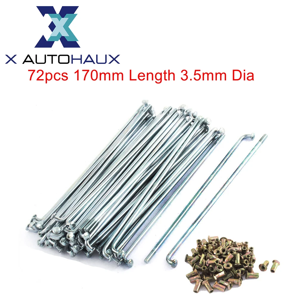 36pcs 72pcs 3mm-3.5mm Thread Diameter 160mm-180mm Length Motorcycle Wheel Spokes Nipples