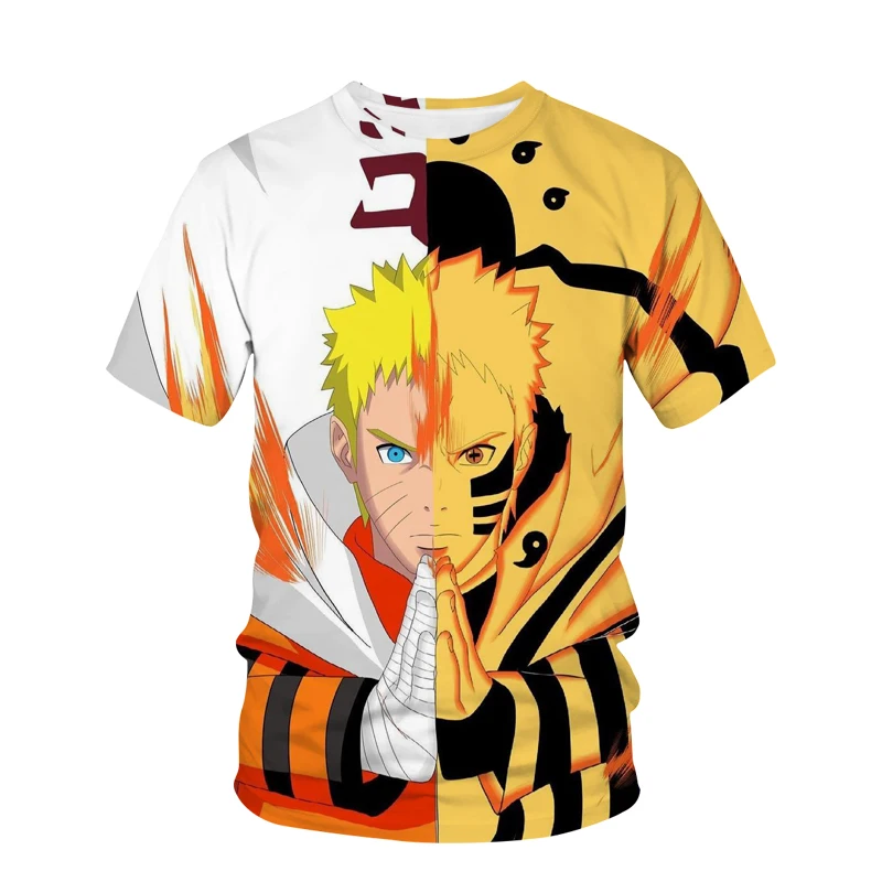 

2023 new cartoon Harajuku Naruto T-shirt men's fashion casual 3D printing Wukong animation children's short-sleeved top