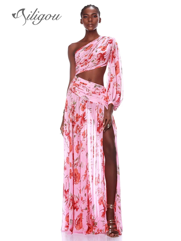 

Новинка 2024, летнее женское модное платье Ailigou с открытым плечом, сексуальное длинное платье, элегантное вечернее платье знаменитости