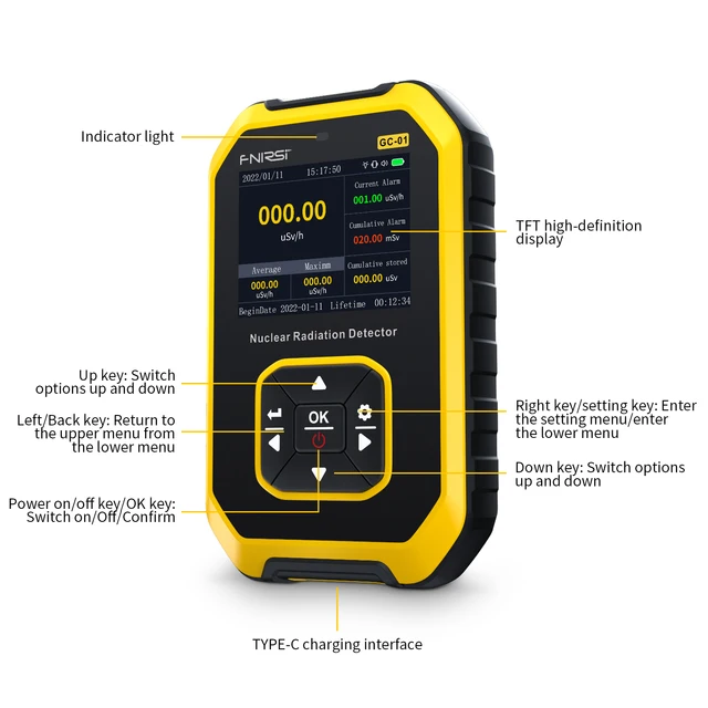Fnirsi Gc01 Geiger Counter Nukleáris SugárzásDetektor Személyes
