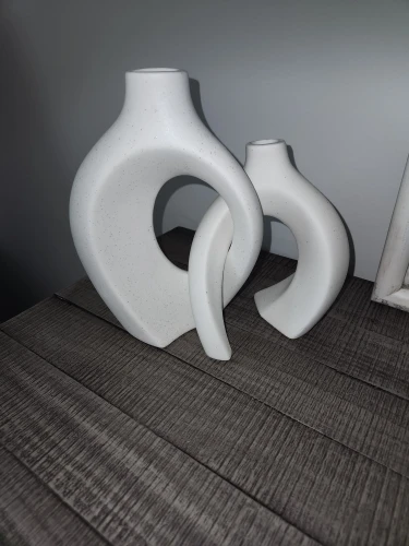 Lot de 2 vases en céramique nordique creux – Vases déco modernes pour salon ou bibliothèque photo review