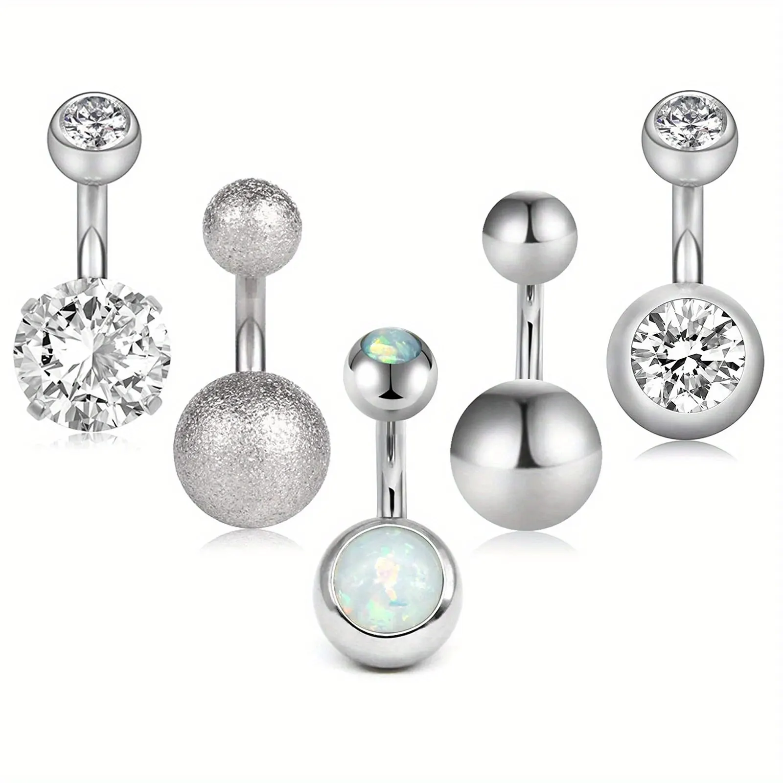 5pcsShortBellyButtonRings6mmBarLengthStainlessSteel14GSmall