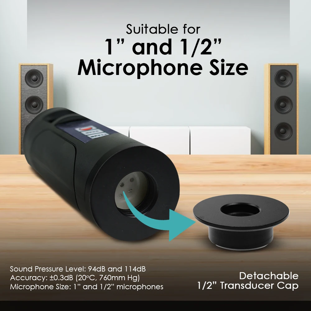 Sound Level Meter Calibrator SLM 94dB & 114dB 1/2 Inches And 1 Inch Microphone Sonometer Noise Decibel Tester Backlight 5