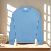 Pull à col rond avec surpiqûres inversées sur tout le vêtement, style unisexe 6