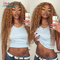 Perruque Lace Front Wig péruvienne naturelle bouclée, cheveux ondulés, couleur gingembre, brun, pre-plucked, pour femmes 3