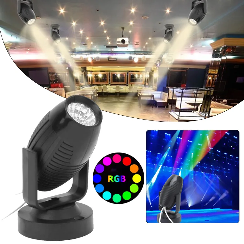 

RGB LED Stage Spotlight 85-265V 360 Degree Adjustable KTV Bar Party Spot Lamp Wedding Atmosphere Beam Lights Neon Night Lamp