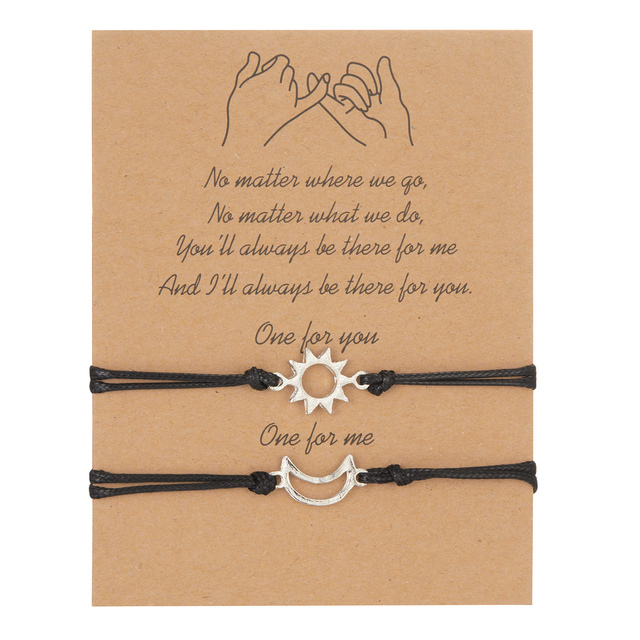 Heart Sun Moon Charm Bracelets For Women Men Handmade Braided Rope Adjustable Bracelets Couple Friendship Jewelry Gift