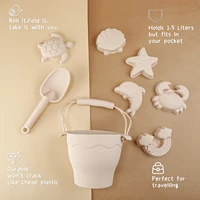TYRY.HU 8pcs/set Children Toys Silicone Beach Toy Set with Bucket and Six Accessories Fun Outdoor Play Sand for Kids 6
