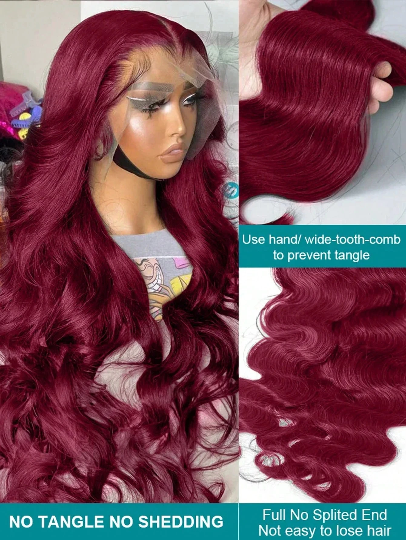99J Burgundy Body Wave 13x6 HD Lace Frontal Human Hair Wigs for Women 250% Density Brazilian Red Color 13x7 Lace Frontal Wig 40 4