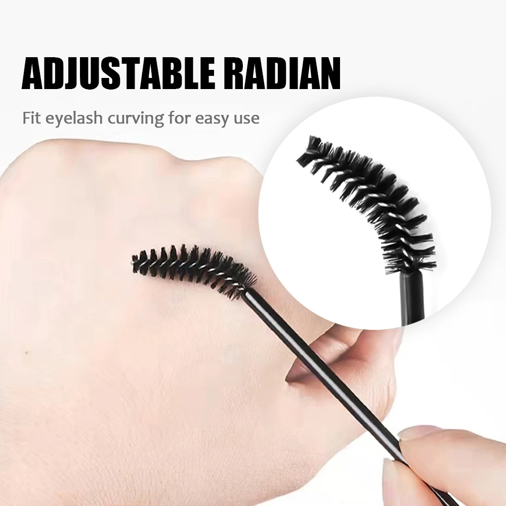 MASSCAKU Cleaning Eyelash Brushes Fake Eyelashes 50pcs Makeup for Women Individual Lashes CLuster Matte Black Lash 2