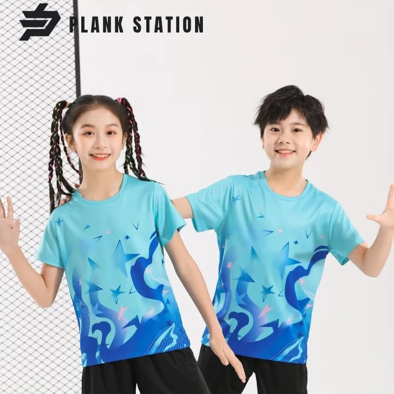 

Детская теннисная рубашка, футболка для бадминтона для детей, для мальчиков и девочек, быстросохнущая спортивная одежда, Униформа, спортивная одежда для бега и пинг-понга