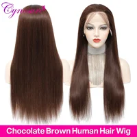 Cynosure cheveux 13x4 chocolat brun droite dentelle avant perruques Hd Transparent dentelle frontale perruque colorée perruques de cheveux humains pour les femmes 4