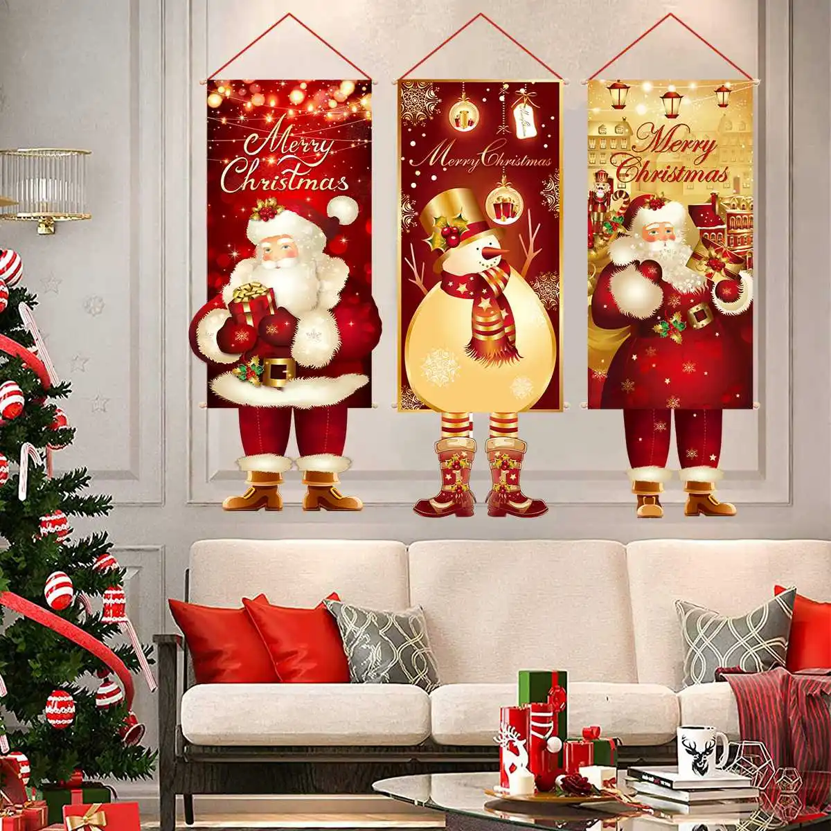 Christmas Hanging Flag Merry Christmas Decorations For Home 2025 Navidad Kerst Natal Noel Xmas Tree Ornaments Supplies Decor