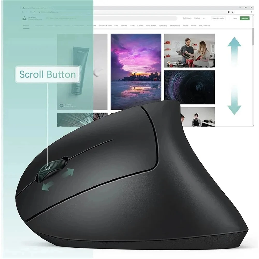 수직 마우스 인체공학적 2.4GHz 무선 광학 마우스 3개의 조정 가능한 DPI 800/1200/1600 노트북 PC 컴퓨터용 6개 버튼